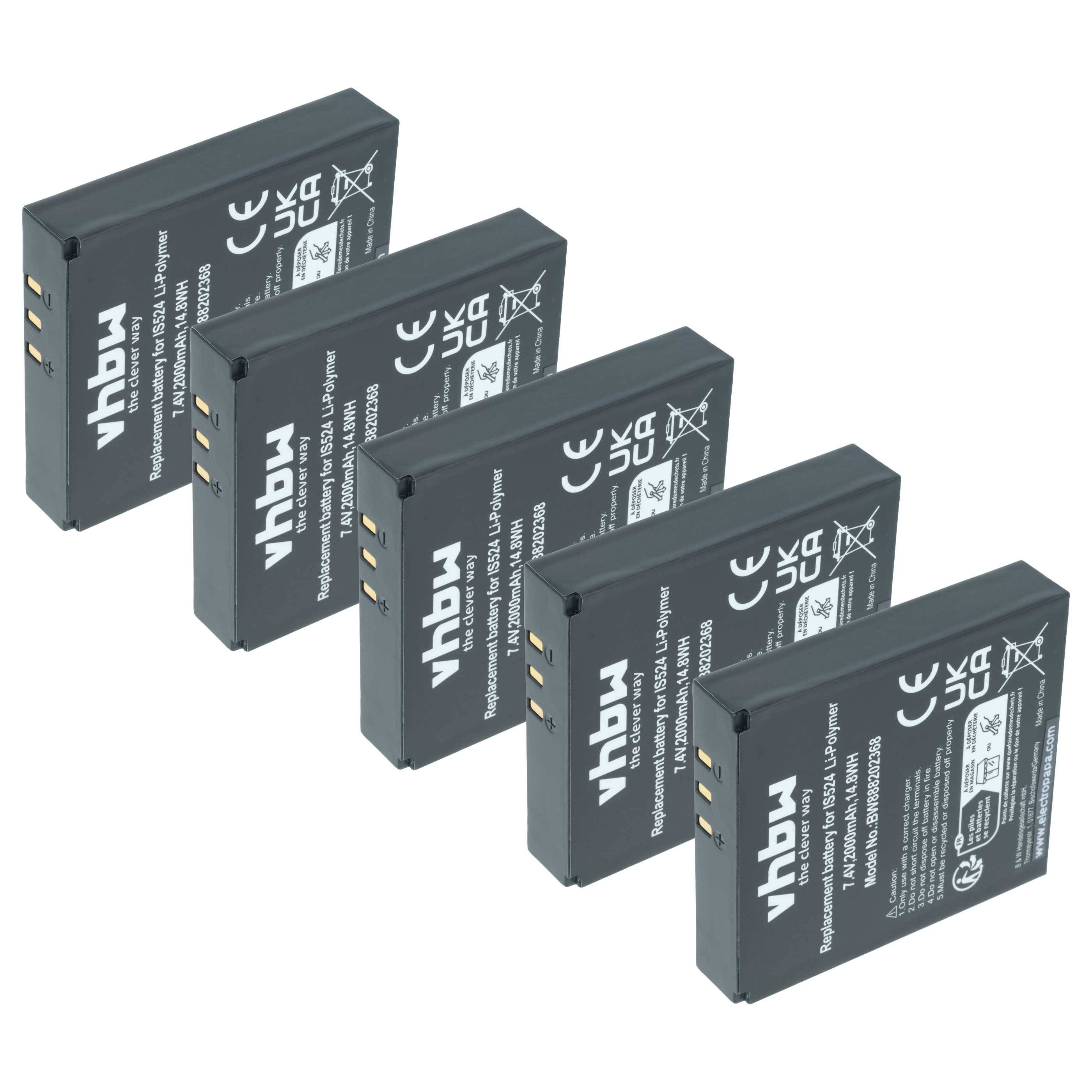vhbw 5x Akku kompatibel mit Pax D210 | D210 BlueTooth, D210 GPRS, myPOS D210 Wifi Barcodescanner POS (2000 mAh, 7,4 V-0
