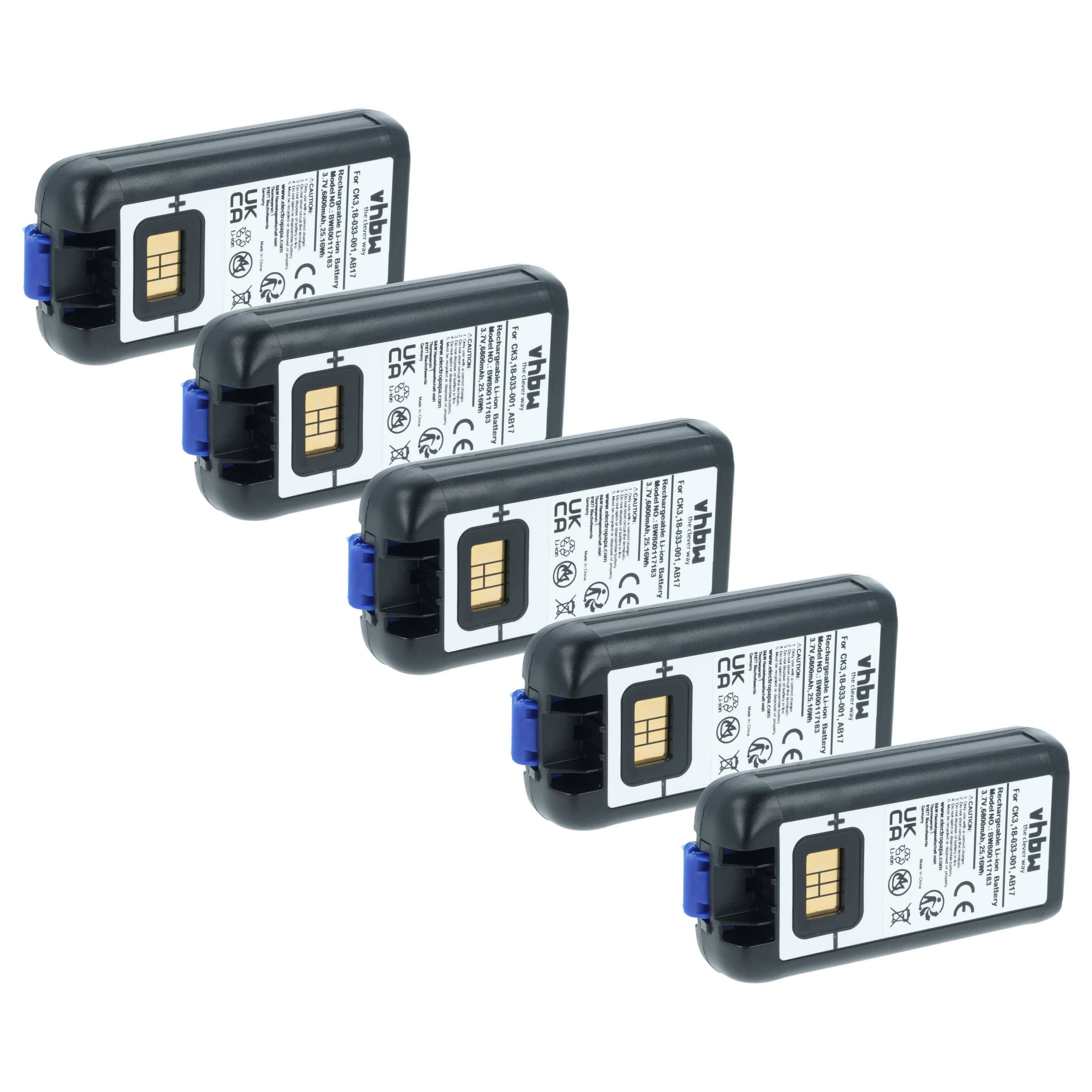 vhbw 5x Akku kompatibel mit Intermec EDA61K | CK3XA, CK3X, CK3RA Barcodescanner POS (6800 mAh, 3,7 V, Li-Ion)-0