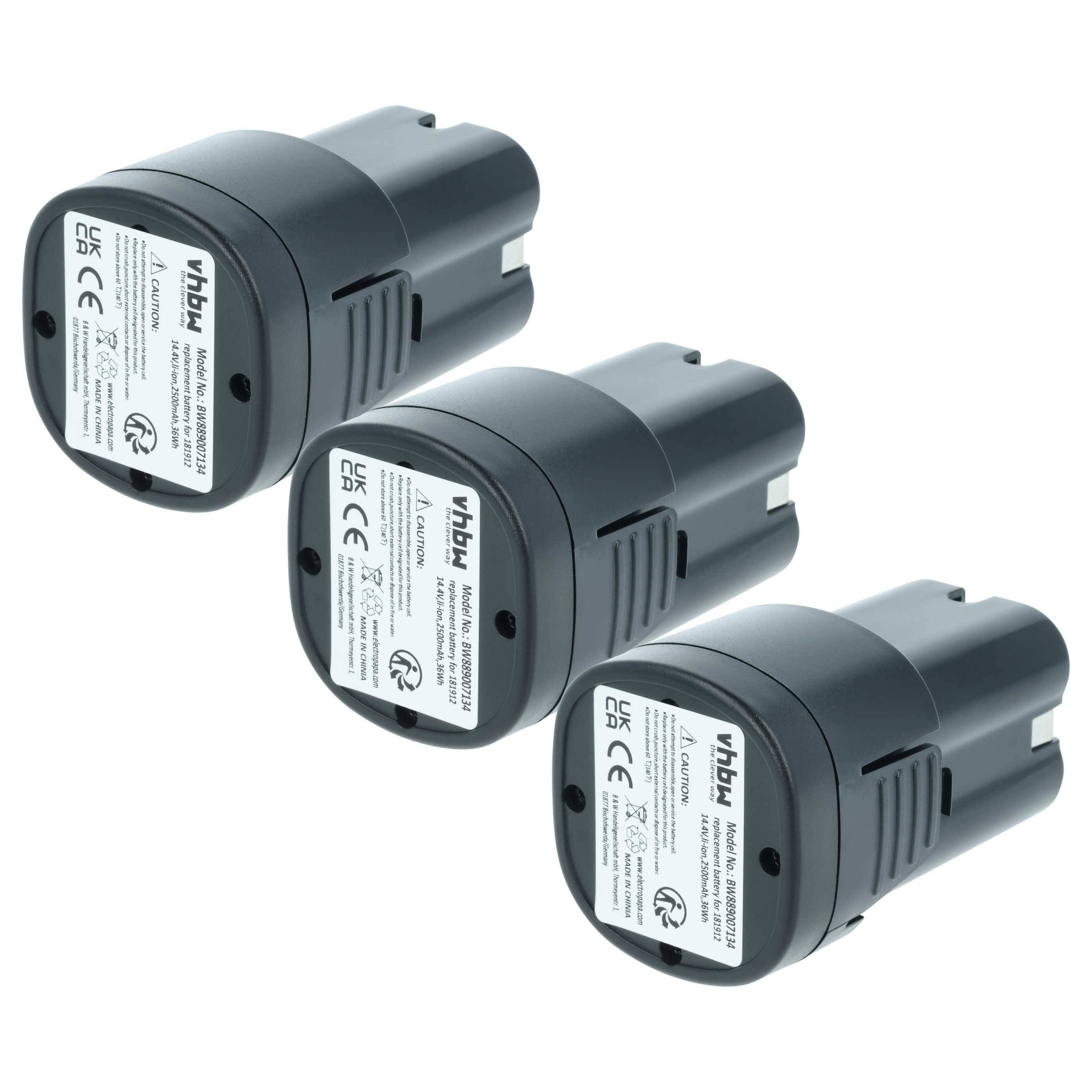 vhbw 3x Akku kompatibel mit Agrarzone PowerCut Schermaschine (2500 mAh, 14,4 V, Li-Ion)-0