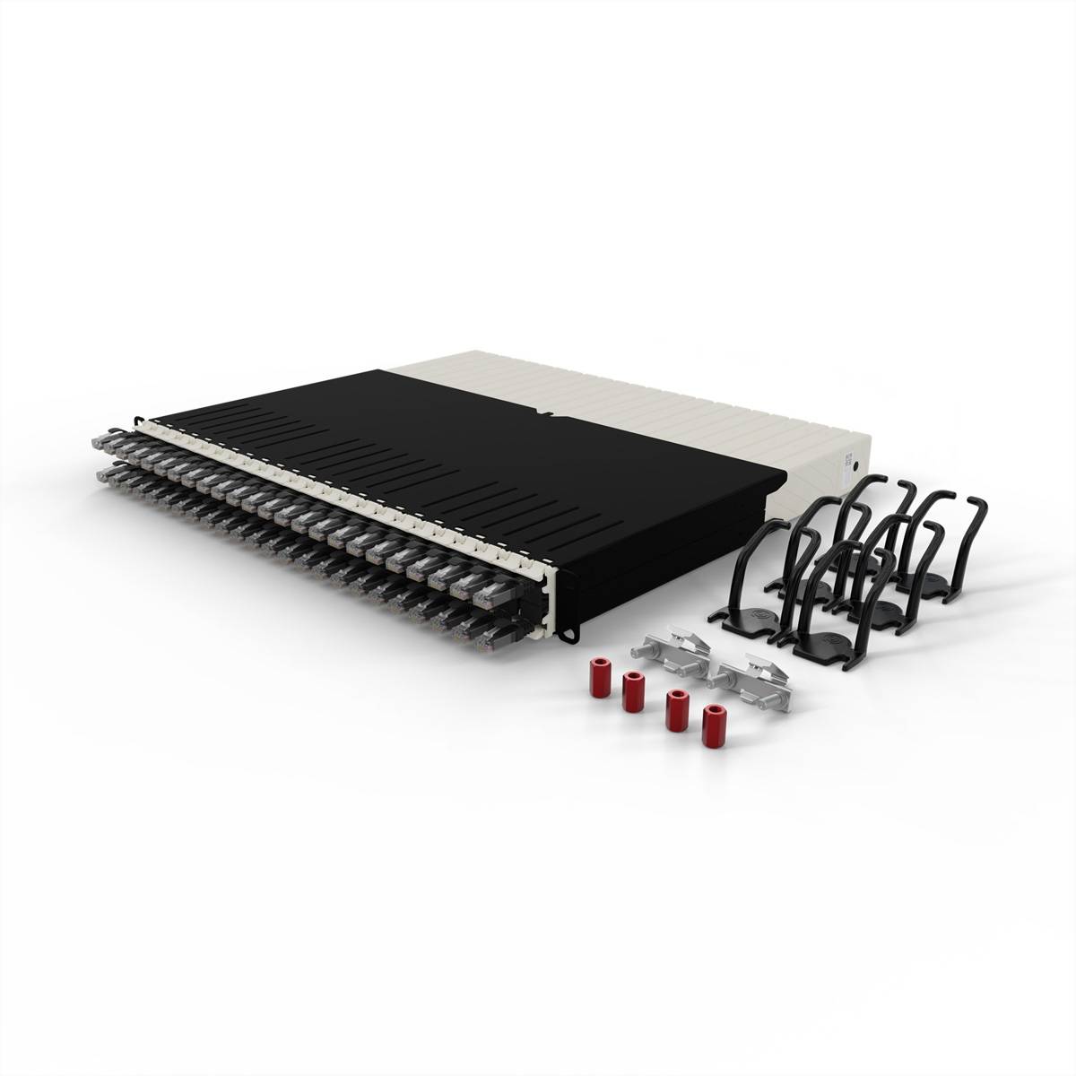 patchbox.one 8RU UTP schwarz Cat.6a 0,8m Netzwerkkabel Installation Patchpanel Cat.6A / Class EA-1