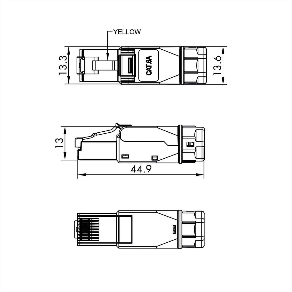 VALUE feldkonfektionierbarer RJ-45 Stecker Cat.6A (Class EA), STP-1