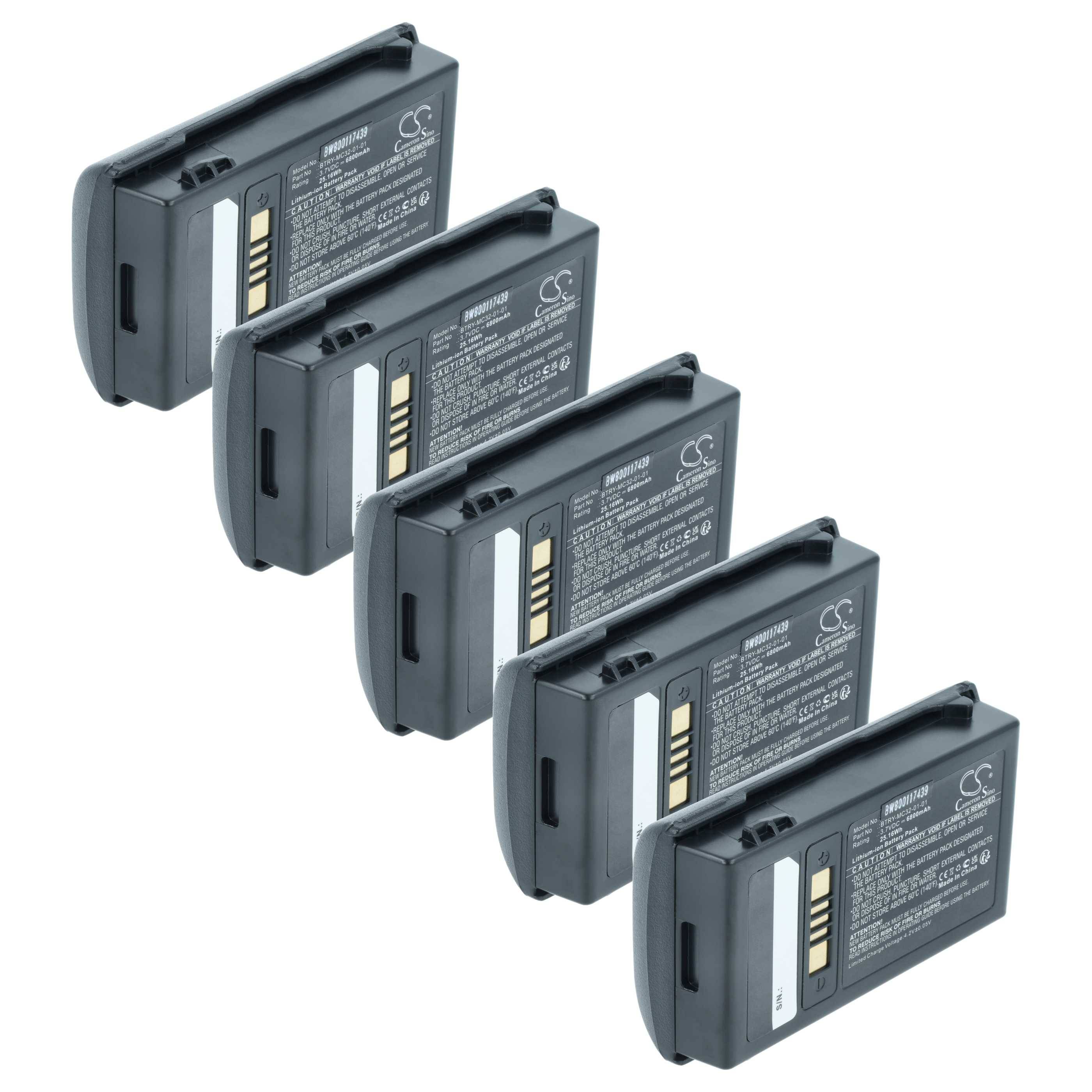 vhbw 5x Akku kompatibel mit Zebra MC3200, MC32N0, MC32N0-S | Barcodescanner POS (6800 mAh, 3,7 V, Li-Ion)-0