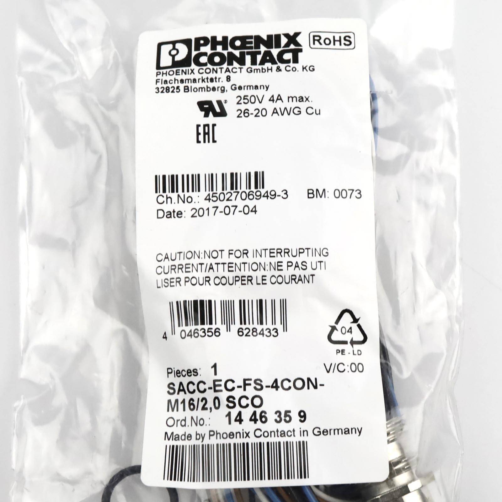 Phoenix Contact Gerätesteckverbinder SACC-EC-FS-4CON-M16/2,0 SCO 1446359 OVP-1