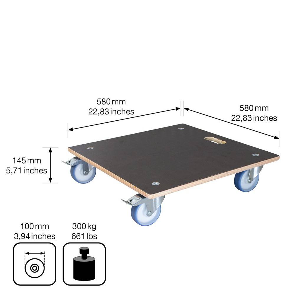 WAGNER Pflanzenroller MAXIGRIP 58 x 58 x 14,5 cm Holz TK 300 Kg-2