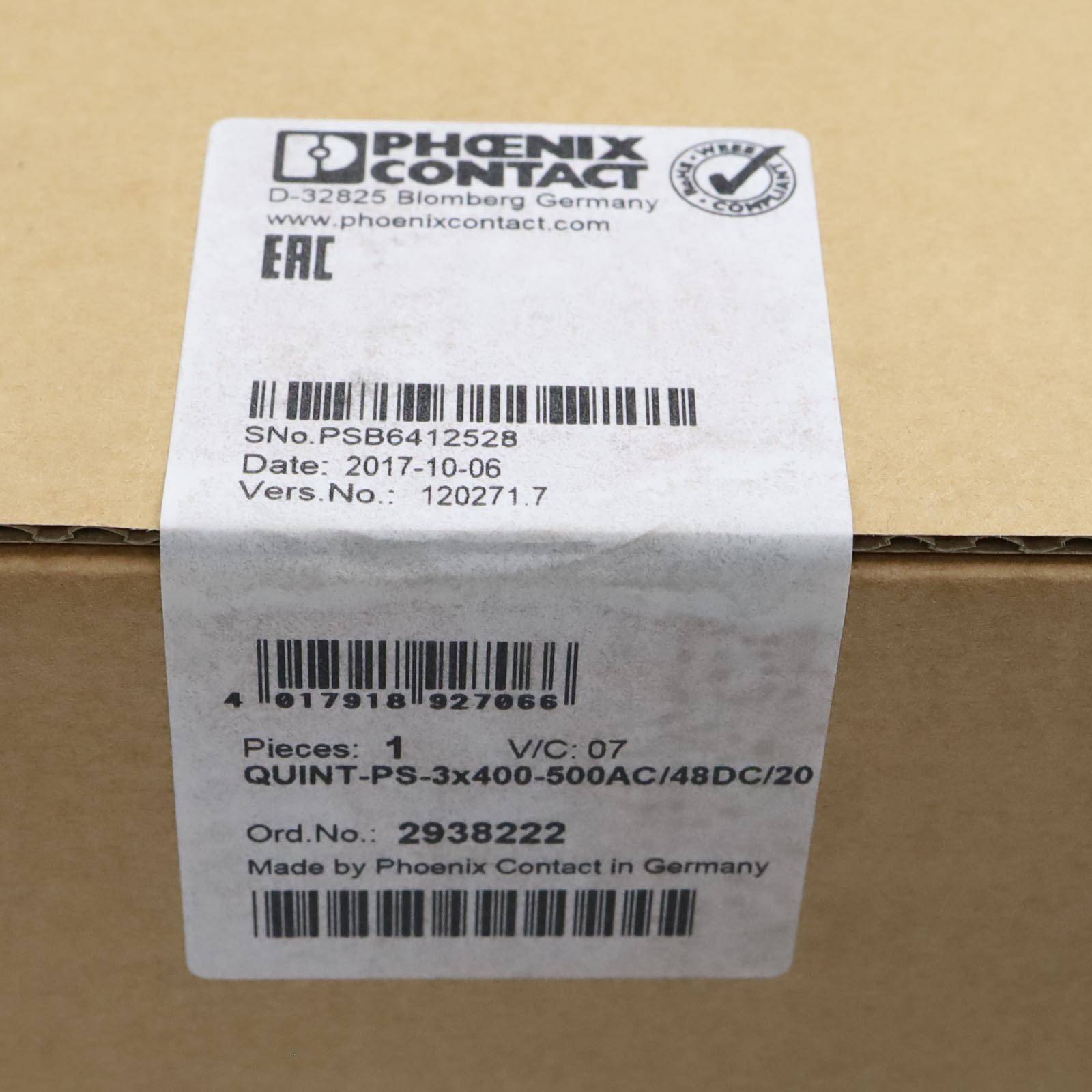 Phoenix Contact Stromversorgung QUINT-PS-3X400-500AC/48DC/20 2938222 SIE-1