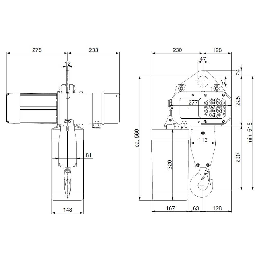 LIFTKET Elektrokettenzug S-Line mit Einlochaufhängung, TK 1.000 kg, 4/-2