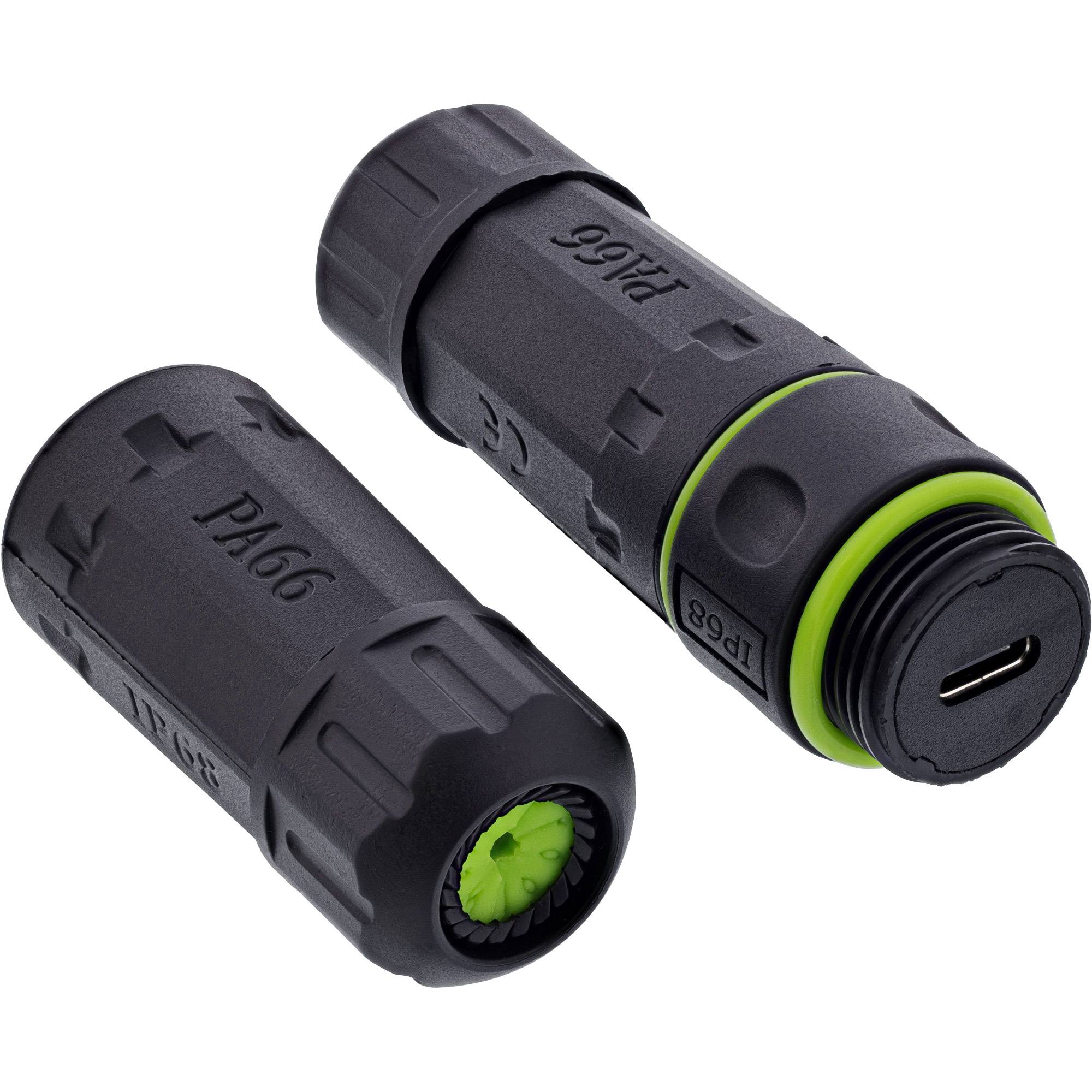InLine USB-C-Kabelkupplung IP68 2x USB-C Buchse geschirmt M20 (69927L)-1