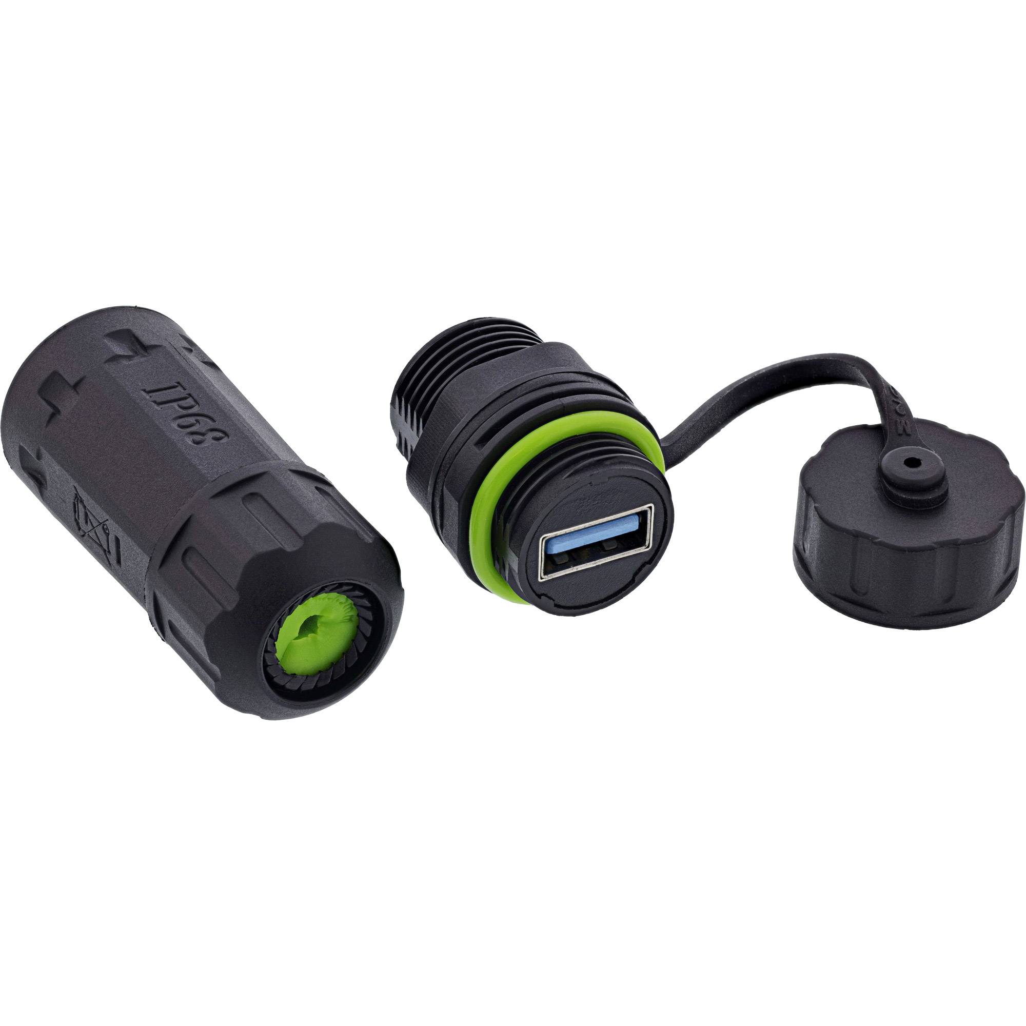 InLine® USB-A-Kabelkupplung, kurz, IP68, 2x USB-A Buchse, geschirmt Adapter / Konverter IP68-0
