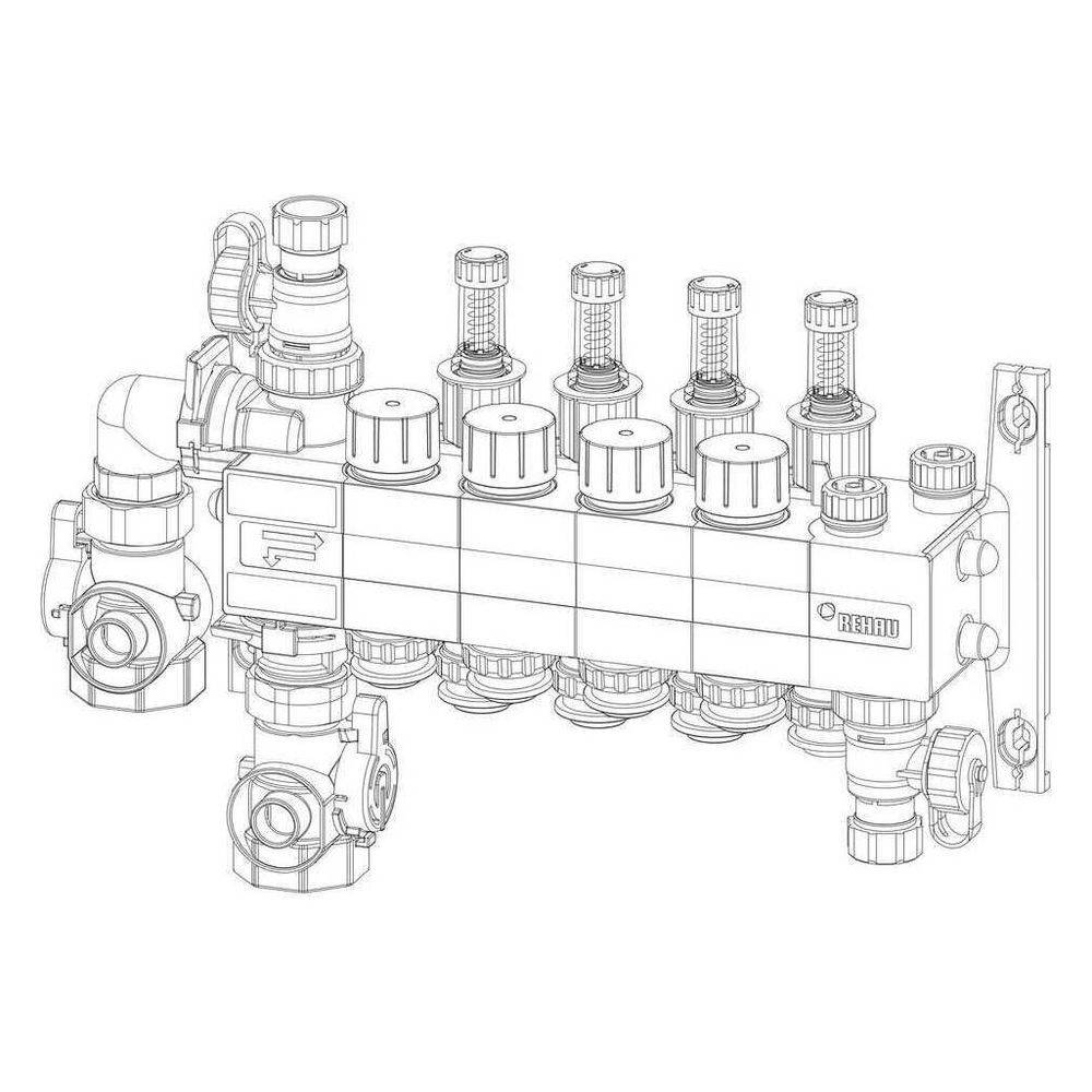 Rehau Rautherm Speed Verteiler HKV-D Polymer 12 Heizkreise, Konnektor 16-2