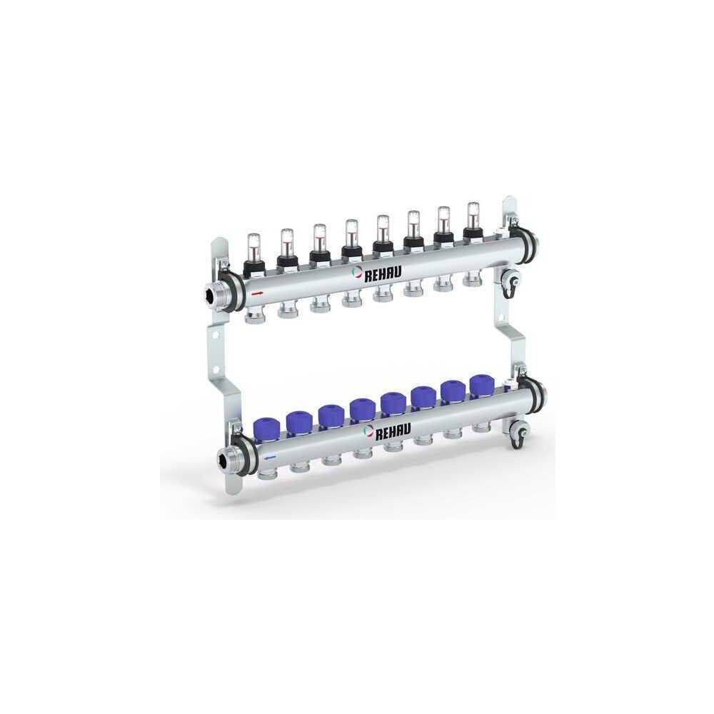 Rehau Verteiler HKV-D Easyflow, Edelstahl, 8 Heizkreise, mit Durchflussanzeige min/max-1