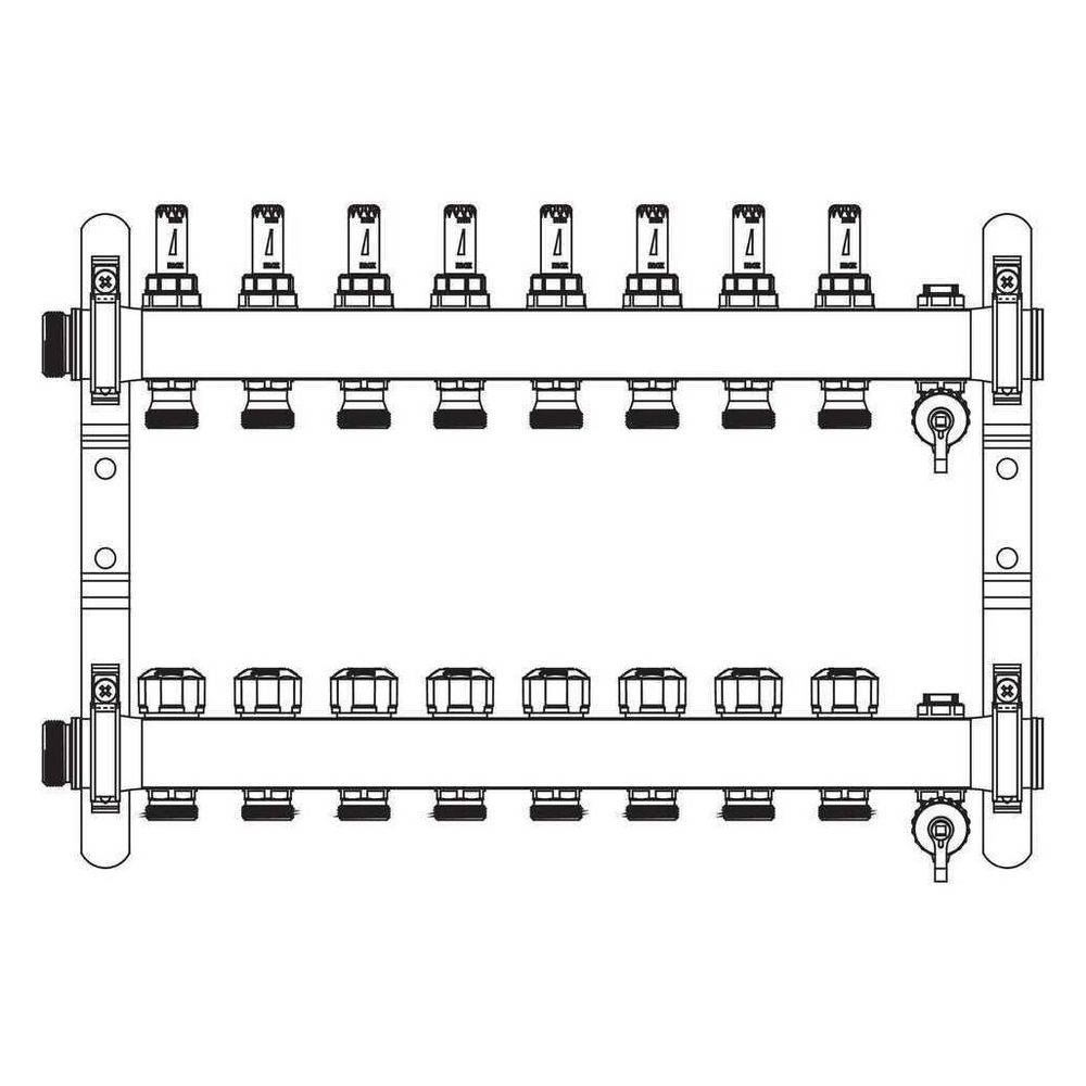 Rehau Verteiler HKV-D Easyflow, Edelstahl, 8 Heizkreise, mit Durchflussanzeige min/max-3