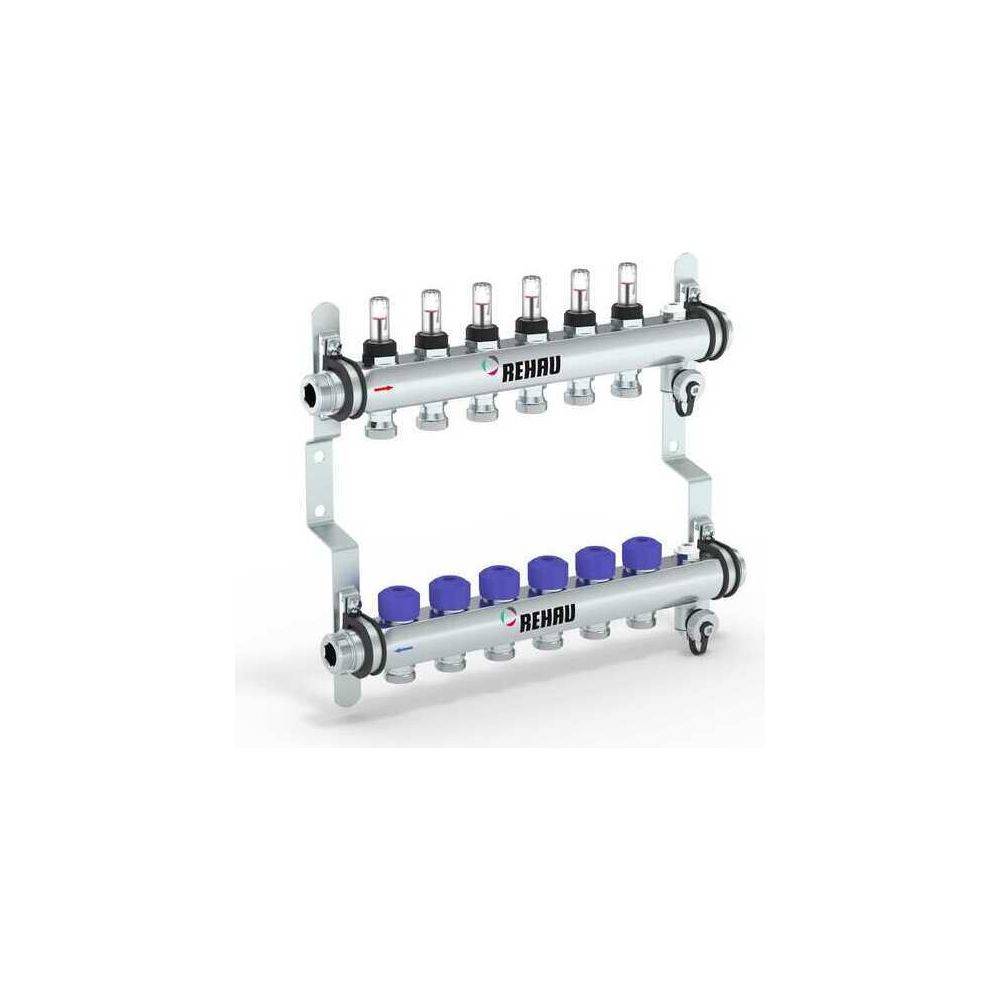 Rehau Verteiler HKV-D Easyflow, Edelstahl, 6 Heizkreise, mit Durchflussanzeige min/max-1