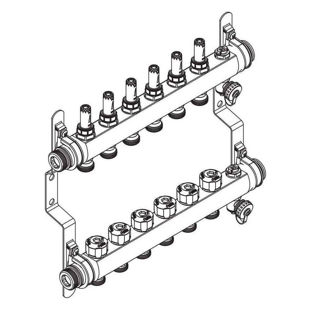 Rehau Verteiler HKV-D Easyflow, Edelstahl, 6 Heizkreise, mit Durchflussanzeige min/max-2