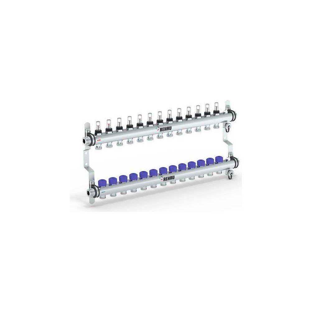 Rehau Verteiler HKV-D Easyflow, Edelstahl, 13 Heizkreise, mit Durchflussanzeige min/max-1