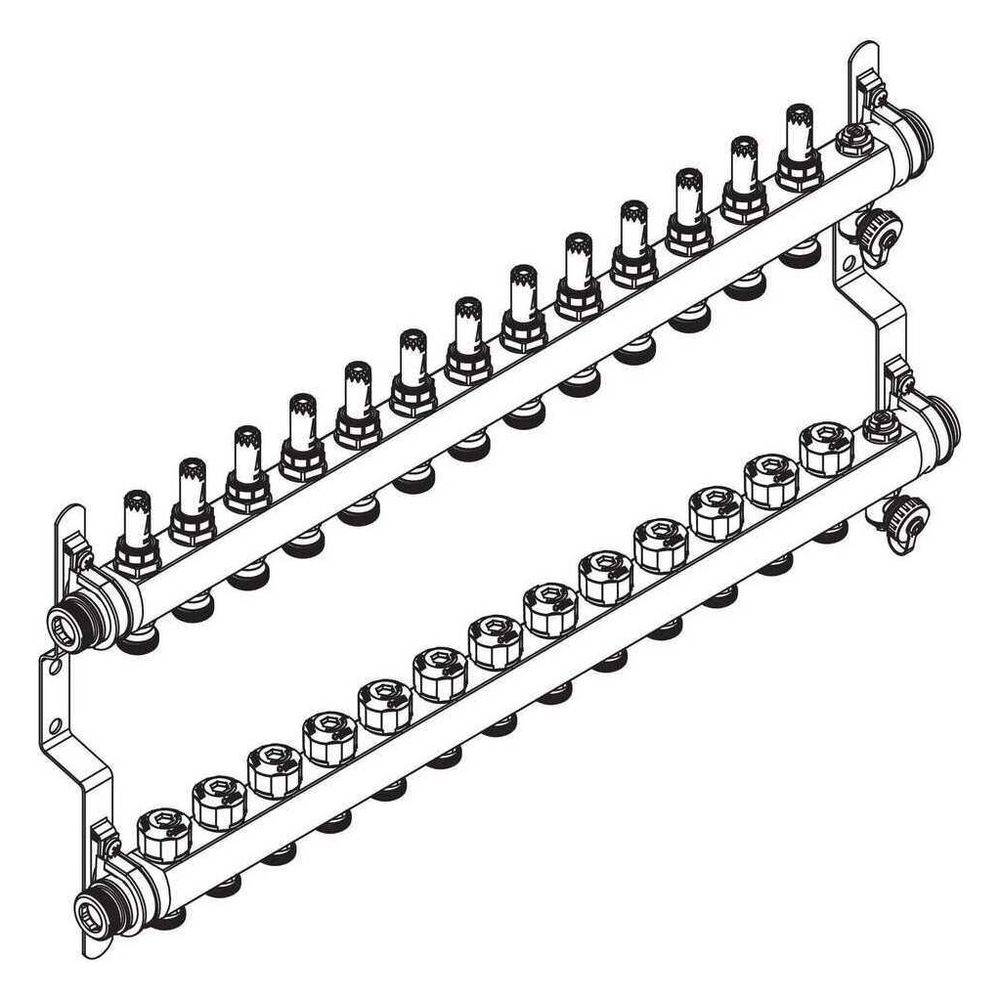 Rehau Verteiler HKV-D Easyflow, Edelstahl, 13 Heizkreise, mit Durchflussanzeige min/max-2