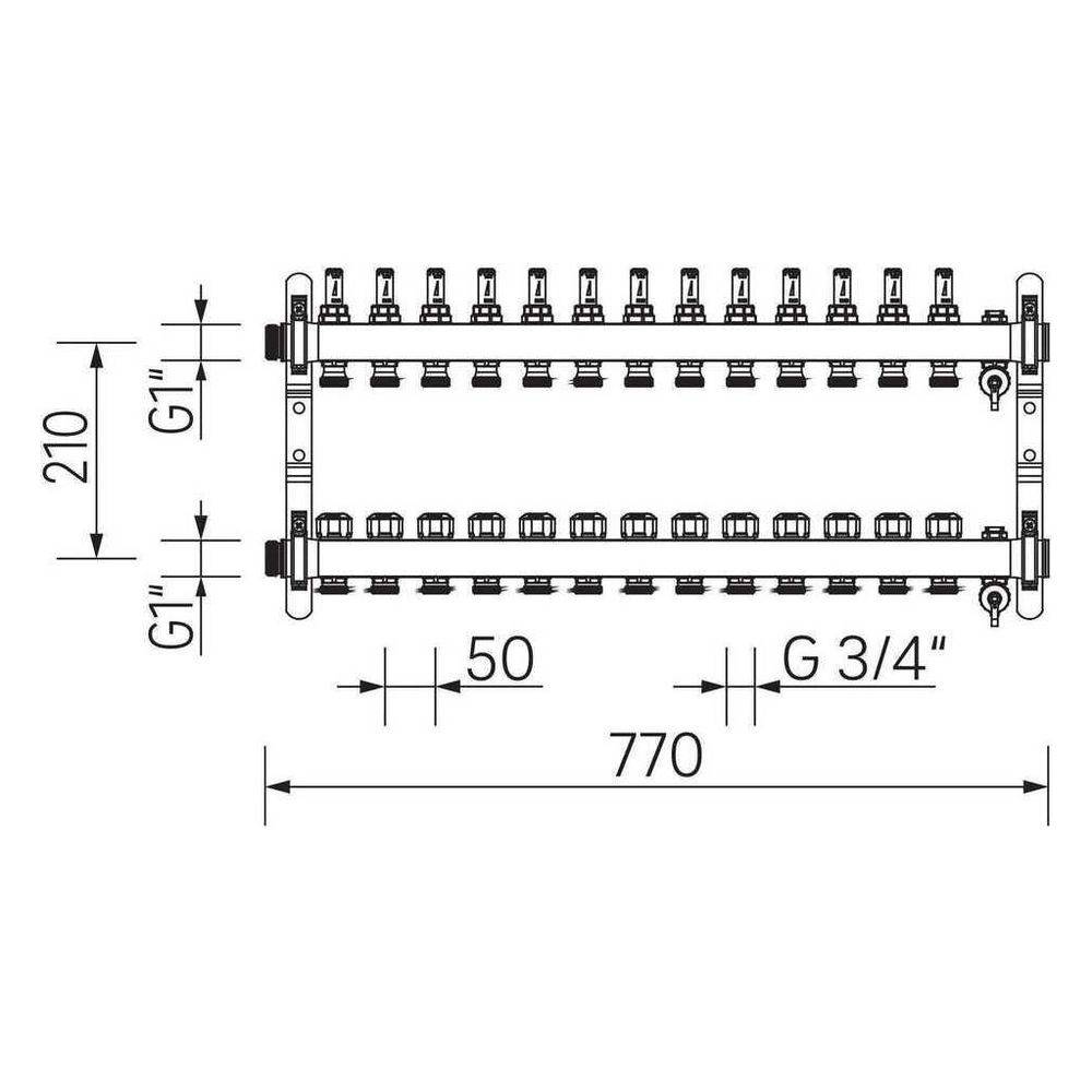 Rehau Verteiler HKV-D Easyflow, Edelstahl, 13 Heizkreise, mit Durchflussanzeige min/max-3
