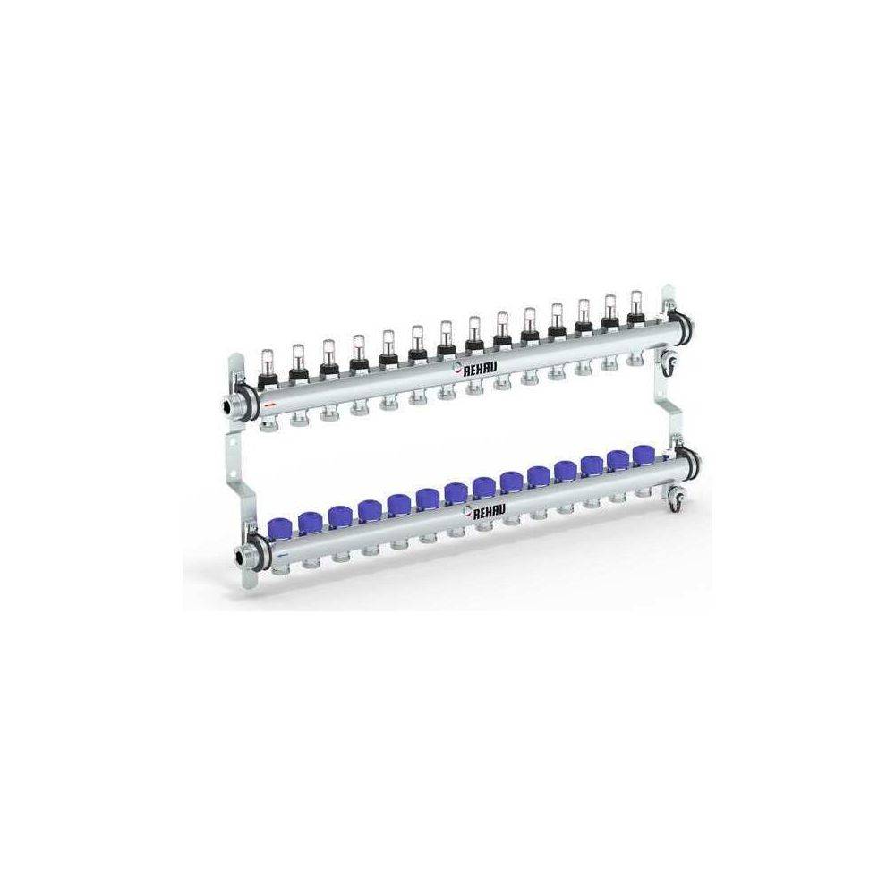 Rehau Verteiler HKV-D Easyflow, Edelstahl, 14 Heizkreise, mit Durchflussanzeige min/max-1