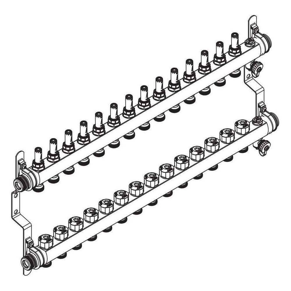 Rehau Verteiler HKV-D Easyflow, Edelstahl, 14 Heizkreise, mit Durchflussanzeige min/max-2