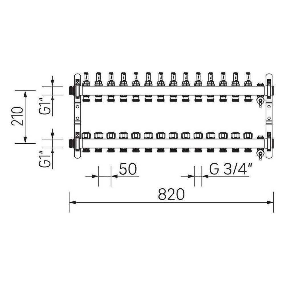 Rehau Verteiler HKV-D Easyflow, Edelstahl, 14 Heizkreise, mit Durchflussanzeige min/max-3