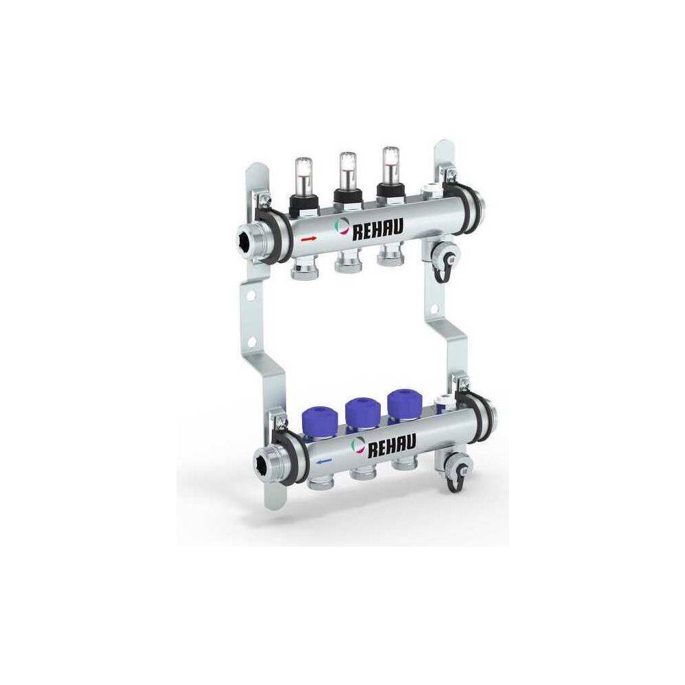 Rehau Verteiler HKV-D Easyflow, Edelstahl, 3 Heizkreise, mit Durchflussanzeige min/max-1