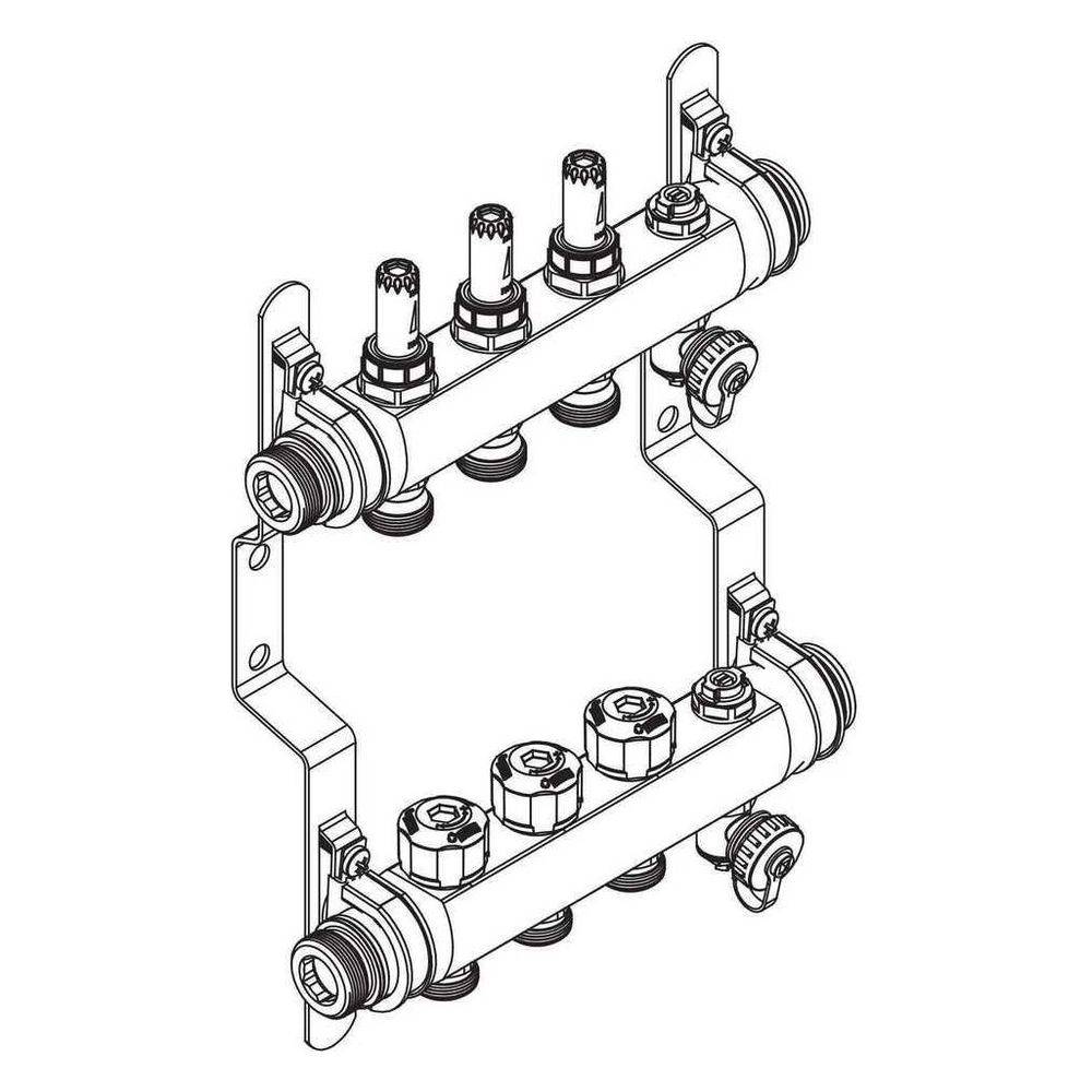 Rehau Verteiler HKV-D Easyflow, Edelstahl, 3 Heizkreise, mit Durchflussanzeige min/max-2