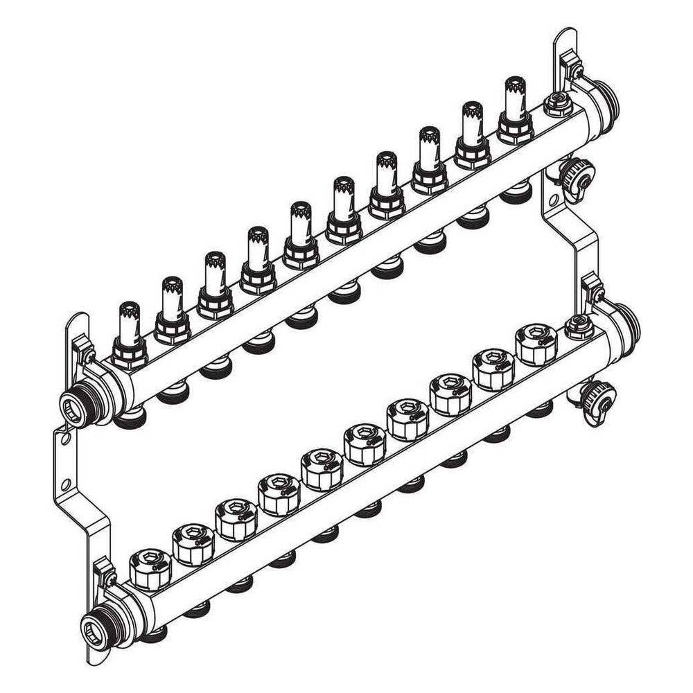 Rehau Verteiler HKV-D Easyflow, Edelstahl, 10 Heizkreise, mit Durchflussanzeige min/max-2