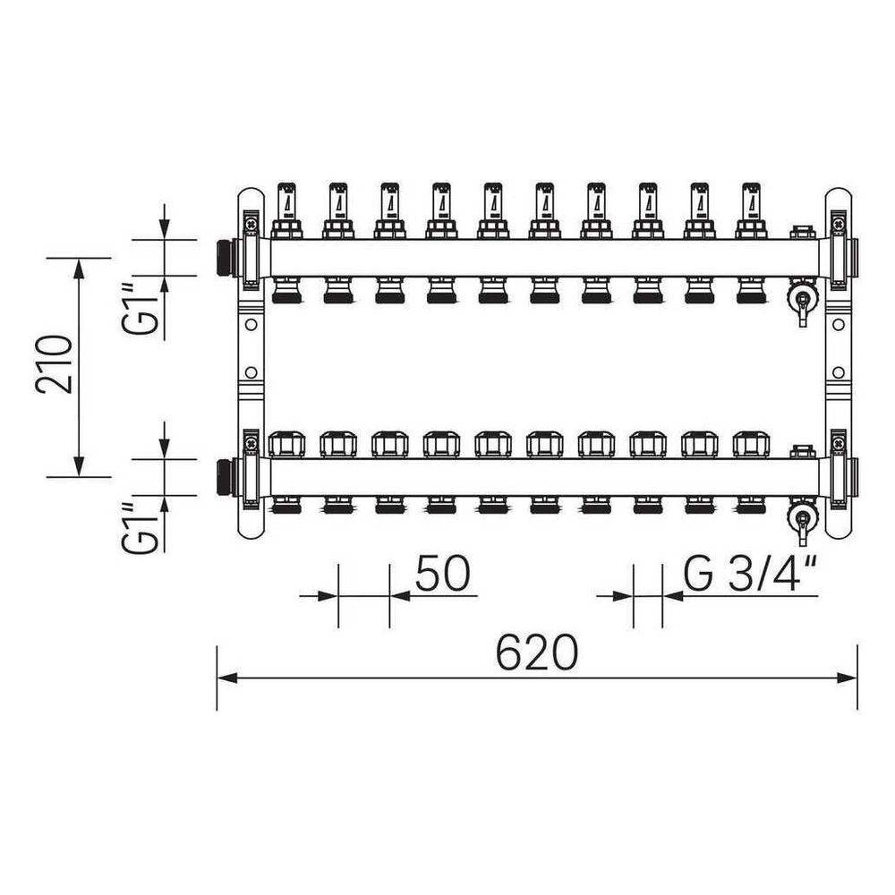 Rehau Verteiler HKV-D Easyflow, Edelstahl, 10 Heizkreise, mit Durchflussanzeige min/max-3