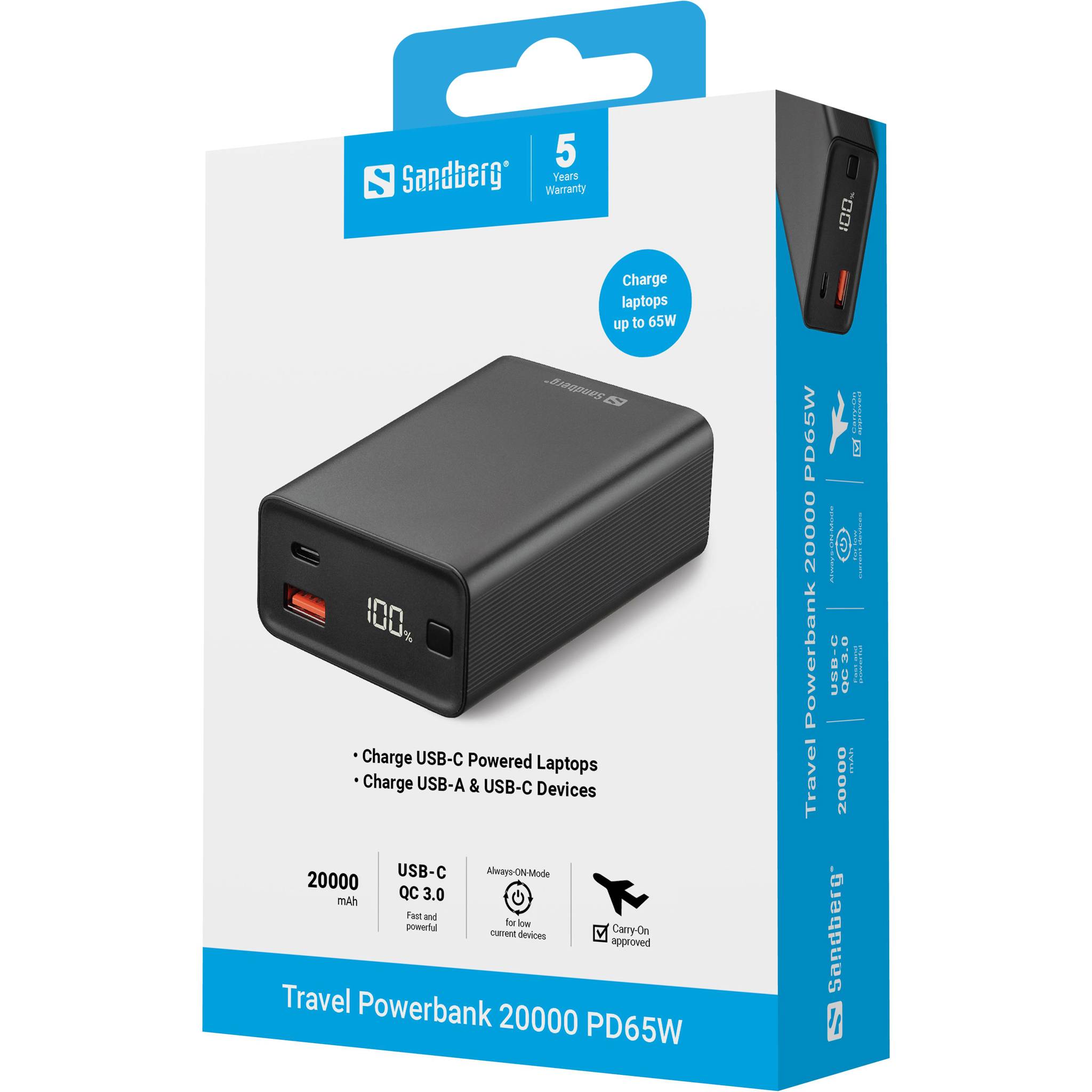 SANDBERG Travel Powerbank 20000 PD65W Telekommunikation, UCC & Wearables Smartphone Zubehör &-3