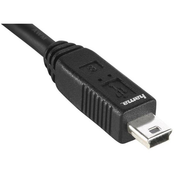 hama 00088480 USB-2.0-Anschlusskabel, A-Stecker - mini-B-St. (B5 Pin), 1,80 m, Schwarz