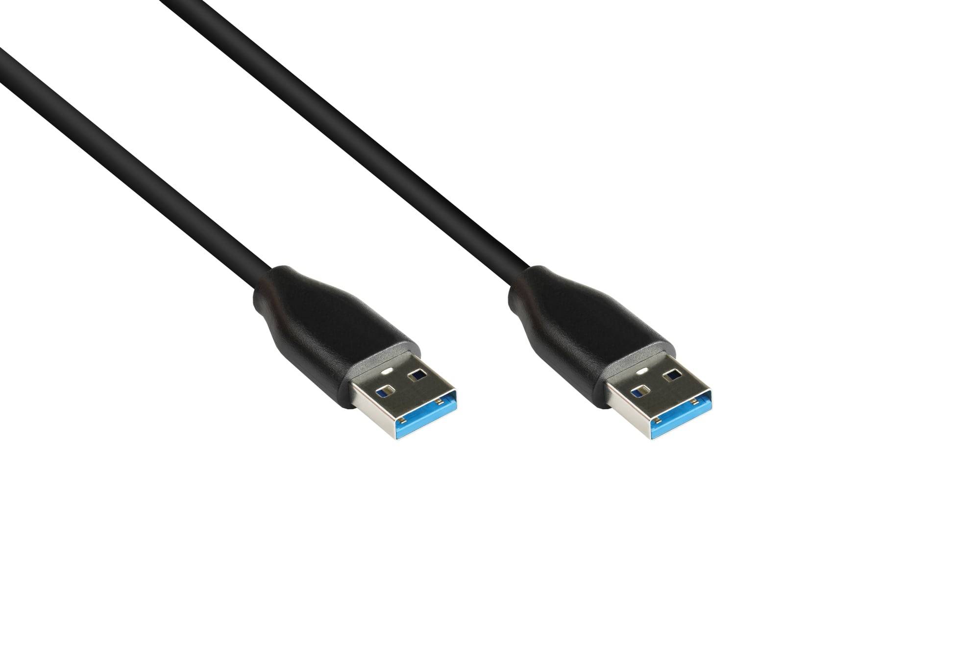 kabelmeister® Anschlusskabel USB 3.2 Gen.2 (10GBit/s / 3A), Stecker A an Stecker A, CU, schwarz, 0,5m-0