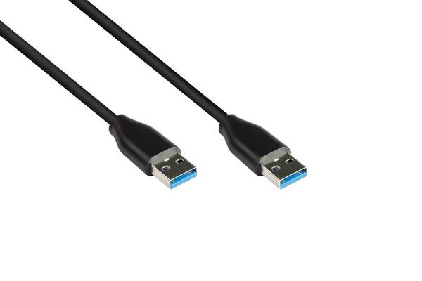 kabelmeister® Anschlusskabel USB 3.2 Gen.2 (10GBit/s / 3A), Stecker A an Stecker A, CU, schwarz, 0,5m