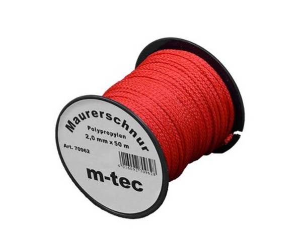 Lot-Maurerschnur 50 m Rolle 2,0 mm, rot, Polypropylen