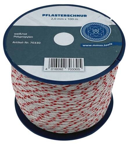 MMXX Pflasterschnur 100 m Rolle, 3,0 mm, weiß/rot, Polypropylen-0