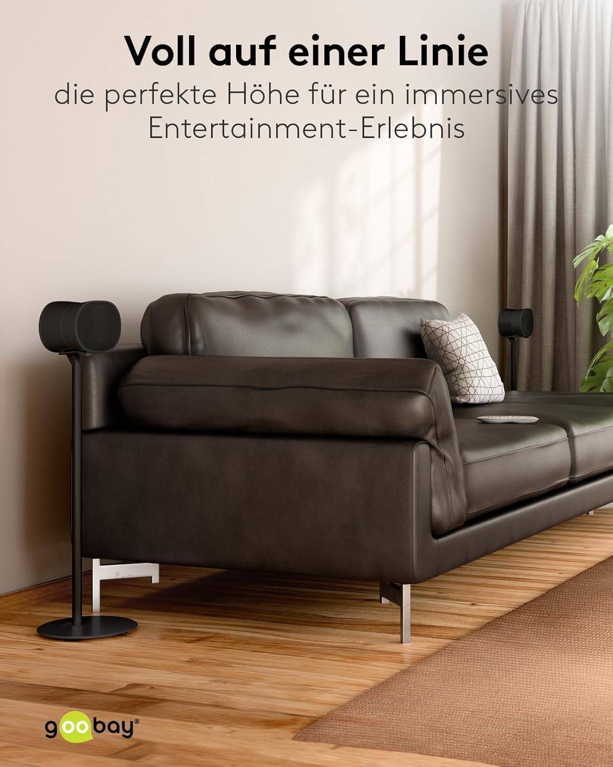 Goobay 71195 2x Lautsprecherständer für Sonos Era 300, mit integriertem Kabelkanal, 71,5 cm Höhe, Schwarz-5