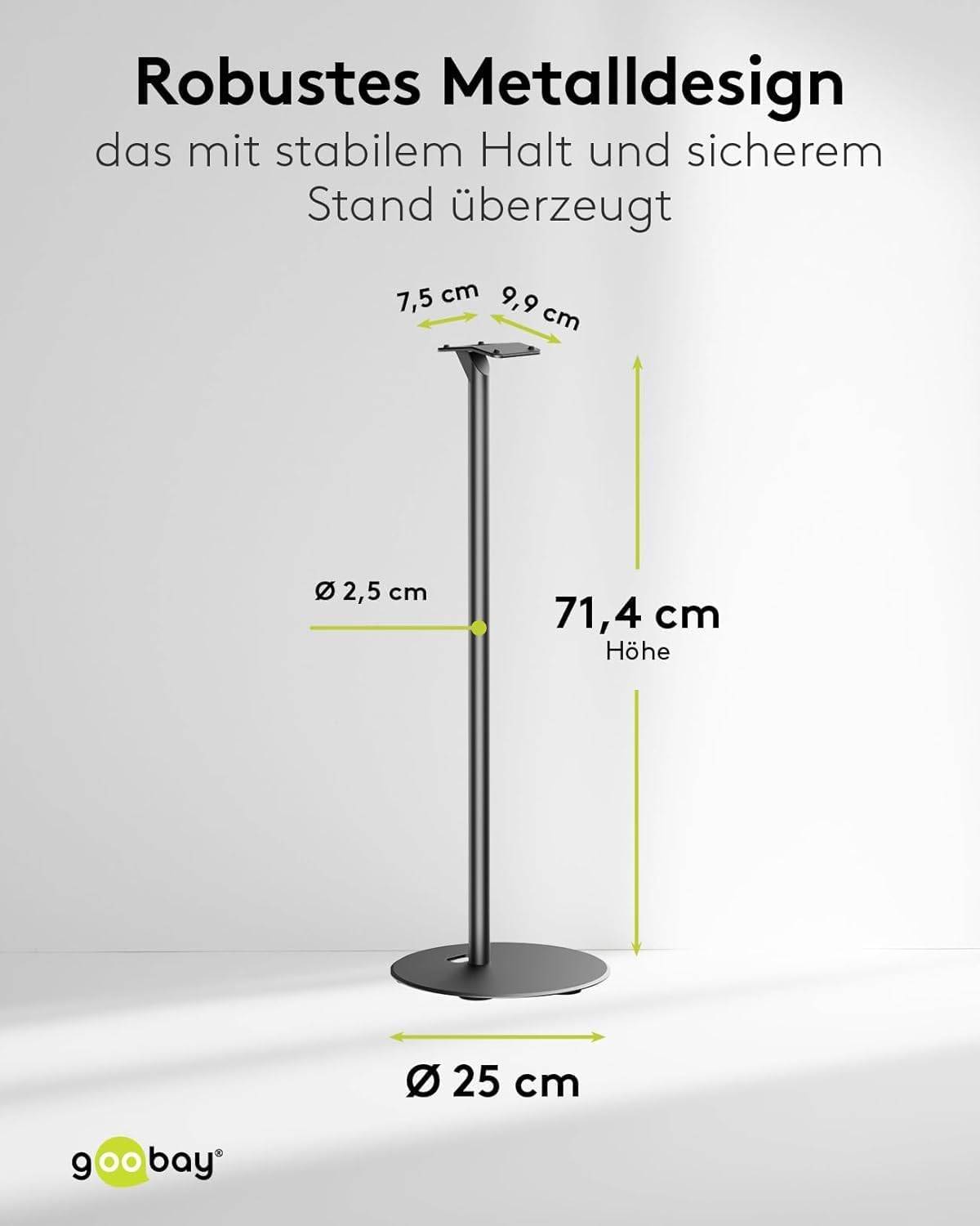 Goobay 71195 2x Lautsprecherständer für Sonos Era 300, mit integriertem Kabelkanal, 71,5 cm Höhe, Schwarz-2