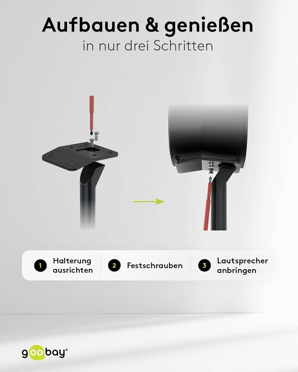 Goobay 71195 2x Lautsprecherständer für Sonos Era 300, mit integriertem Kabelkanal, 71,5 cm Höhe, Schwarz-3