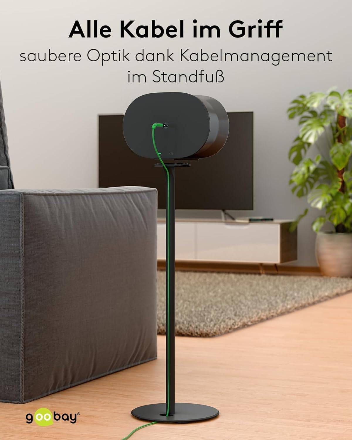Goobay 71195 2x Lautsprecherständer für Sonos Era 300, mit integriertem Kabelkanal, 71,5 cm Höhe, Schwarz-4