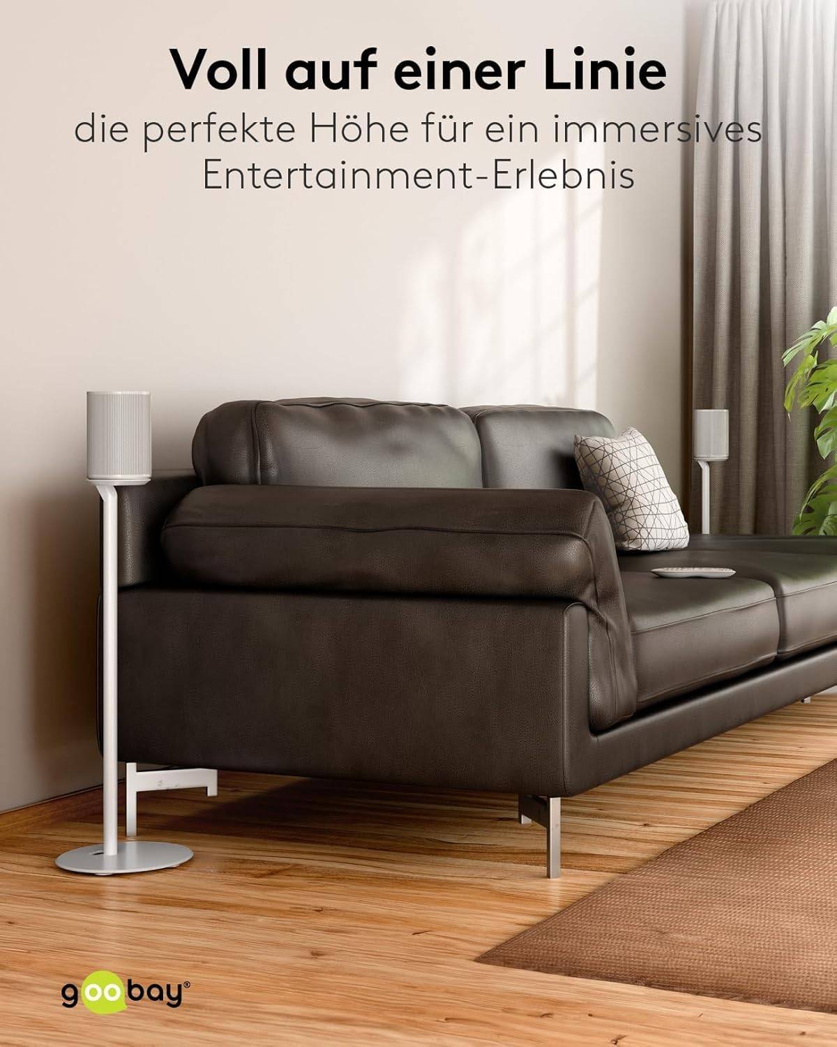 Goobay 71983 2x Lautsprecherständer für Sonos Era 100, mit integriertem Kabelkanal, 71,5 cm Höhe, Weiß-5