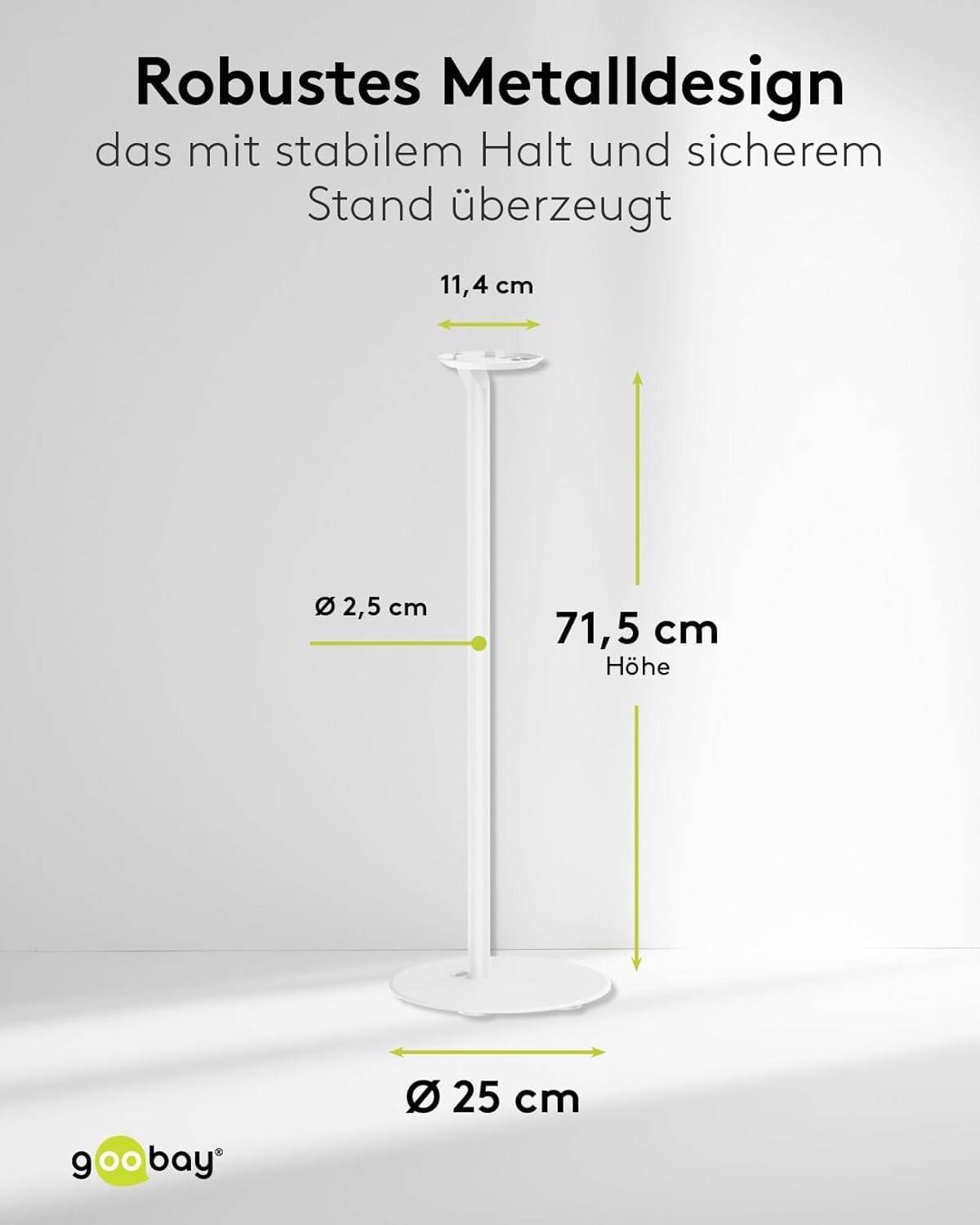Goobay 71983 2x Lautsprecherständer für Sonos Era 100, mit integriertem Kabelkanal, 71,5 cm Höhe, Weiß-2