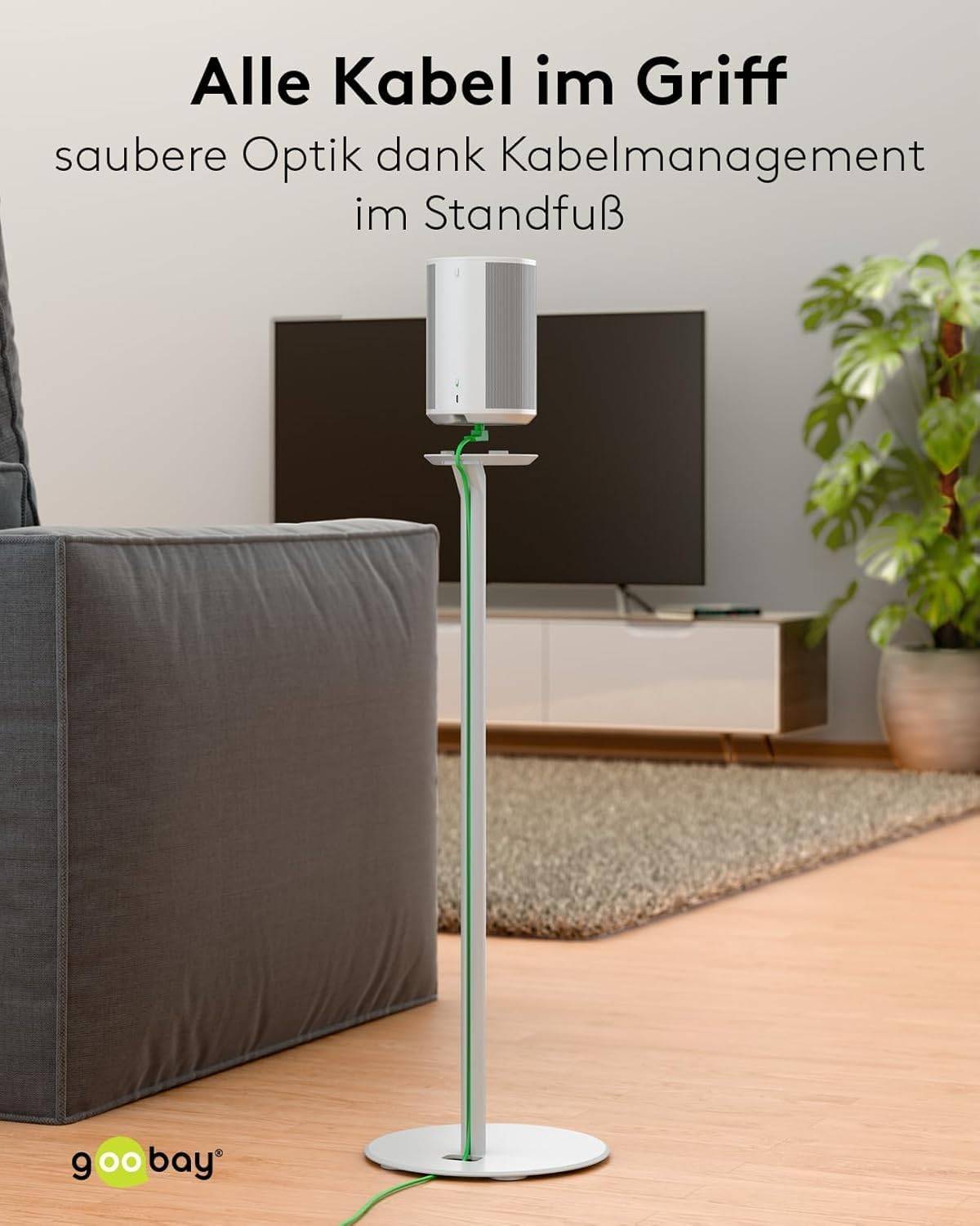 Goobay 71983 2x Lautsprecherständer für Sonos Era 100, mit integriertem Kabelkanal, 71,5 cm Höhe, Weiß-4