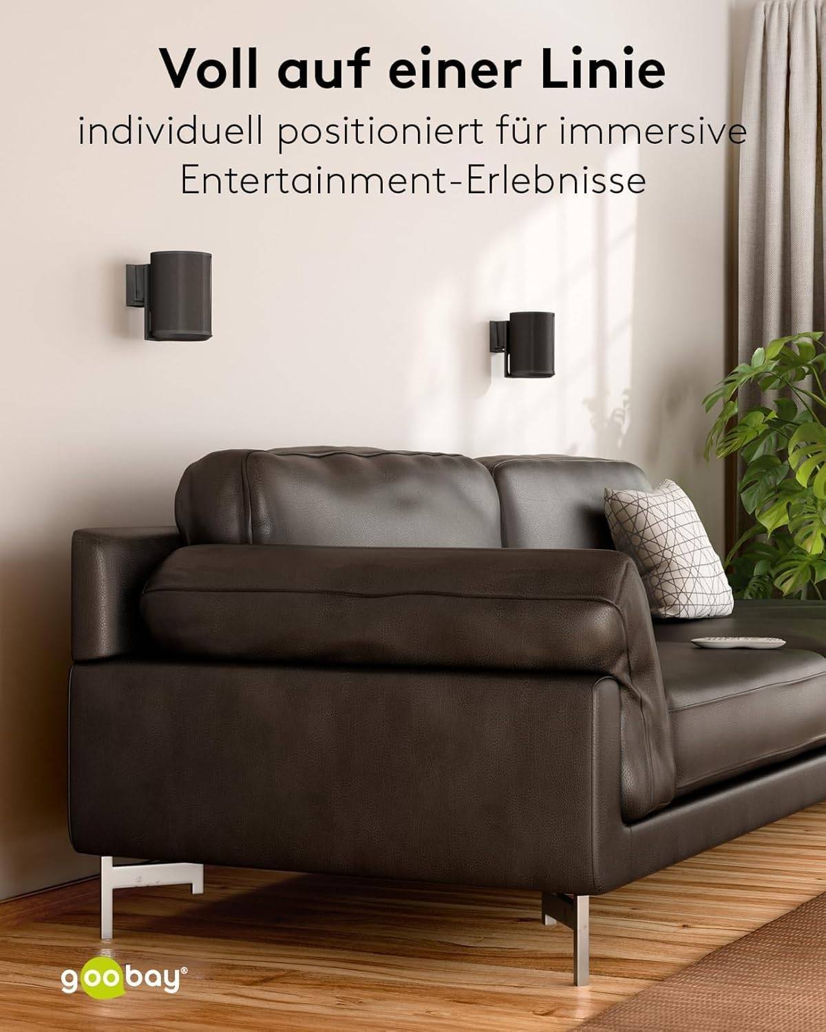 Goobay 71025 2x Lautsprecherwandhalterung für Sonos Era 100, neig und schwenkbar, aus Stahl, Schwarz-5