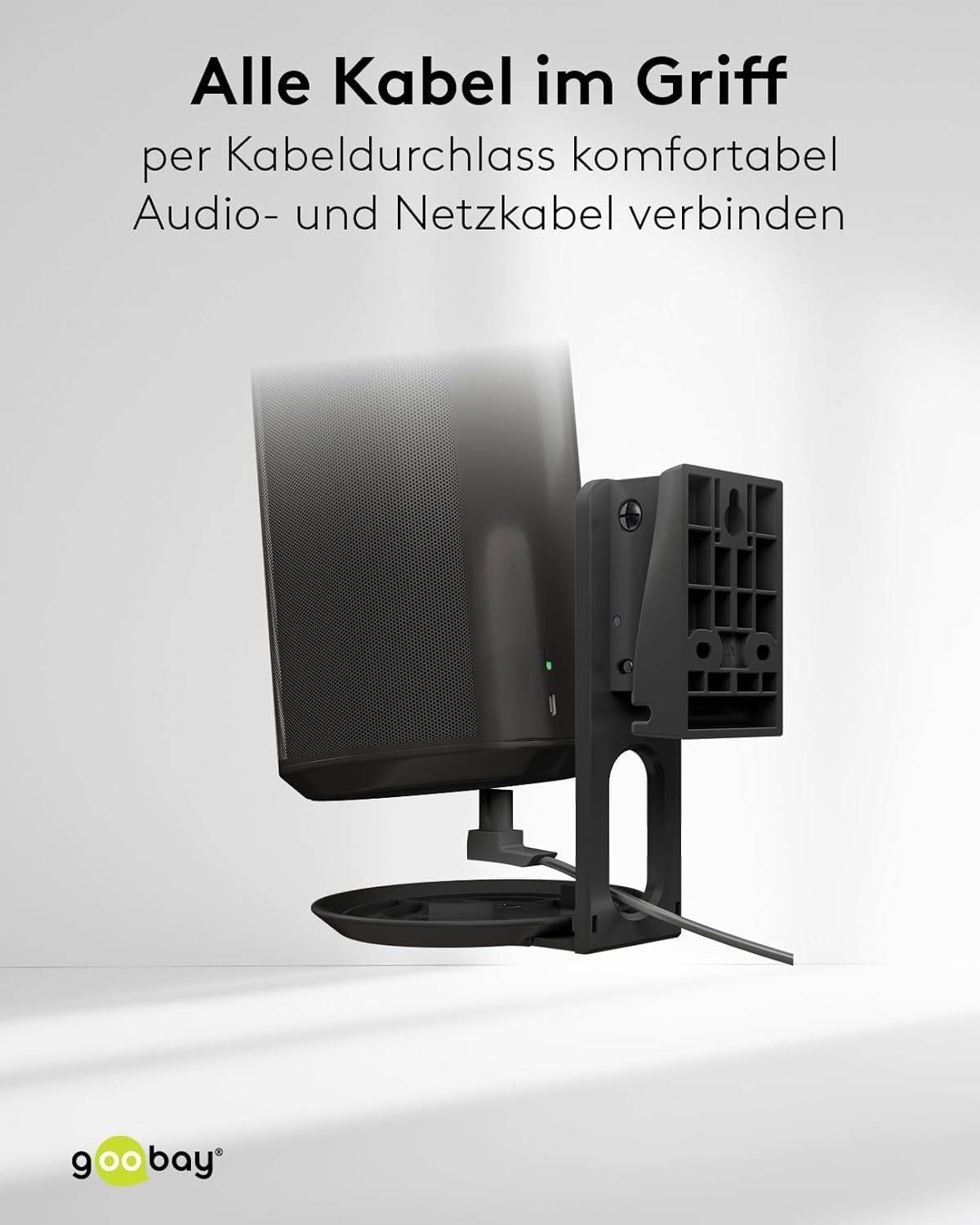 Goobay 71025 2x Lautsprecherwandhalterung für Sonos Era 100, neig und schwenkbar, aus Stahl, Schwarz-4