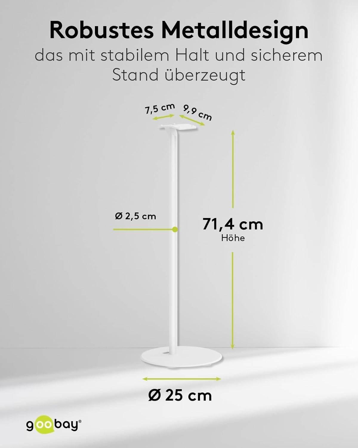 Goobay 71985 2x Lautsprecherständer für Sonos Era 300, mit integriertem Kabelkanal, 71,5 cm Höhe, Weiß-2