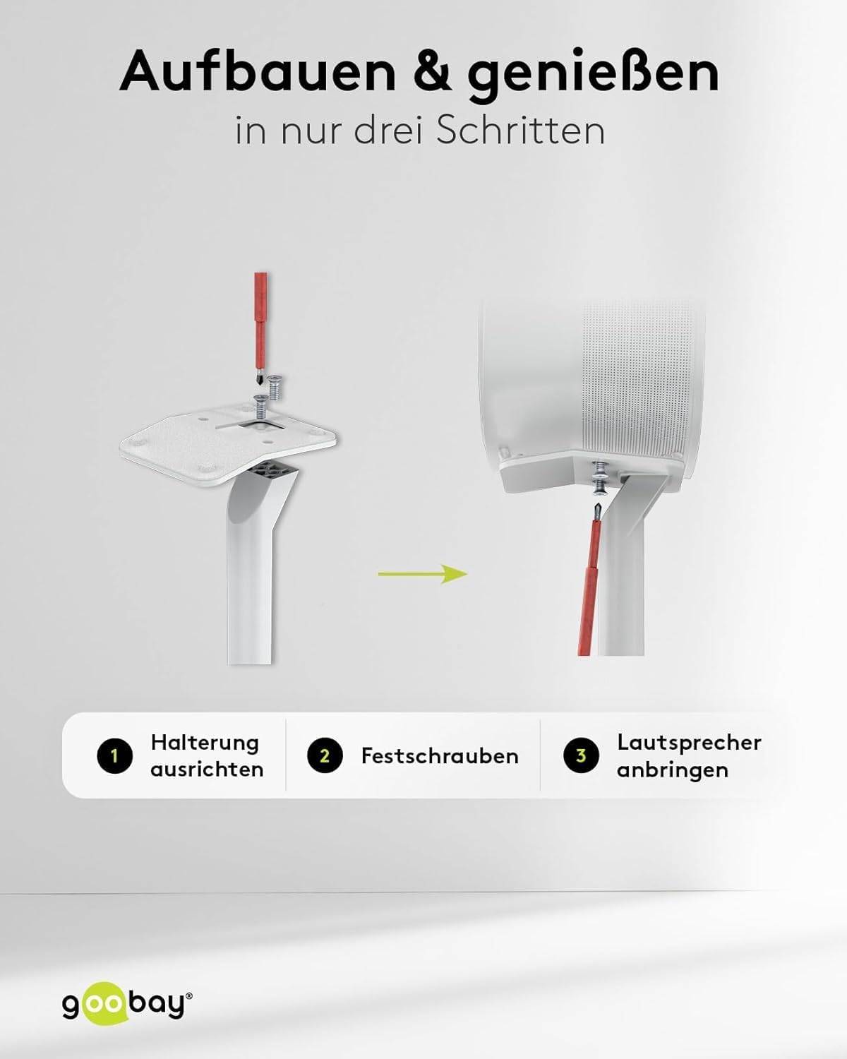 Goobay 71985 2x Lautsprecherständer für Sonos Era 300, mit integriertem Kabelkanal, 71,5 cm Höhe, Weiß-3