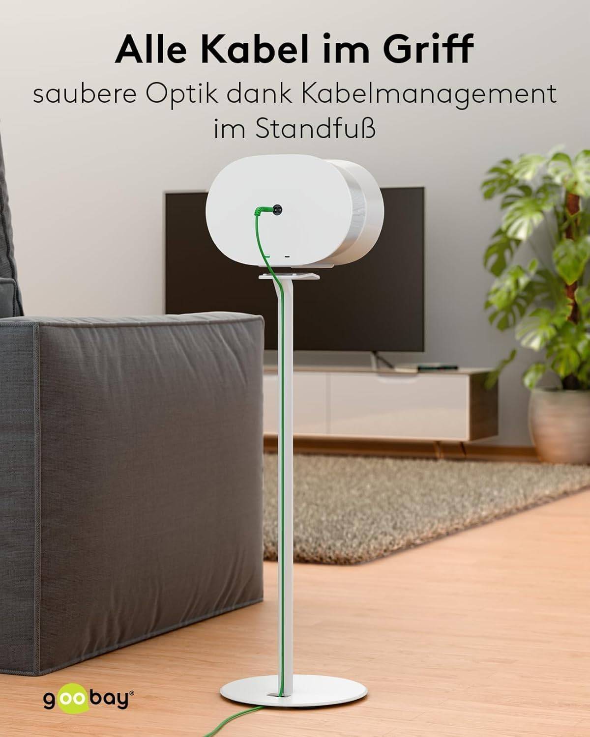 Goobay 71985 2x Lautsprecherständer für Sonos Era 300, mit integriertem Kabelkanal, 71,5 cm Höhe, Weiß-4
