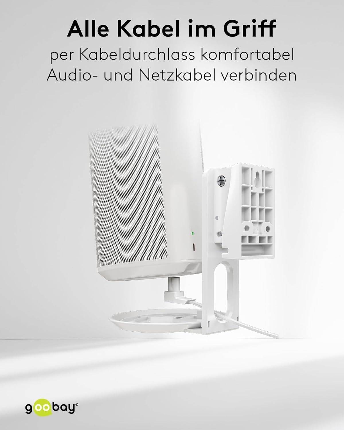 Goobay 71982 2x Lautsprecherwandhalterung für Sonos Era 100, neig und schwenkbar, aus Stahl, Weiß-1