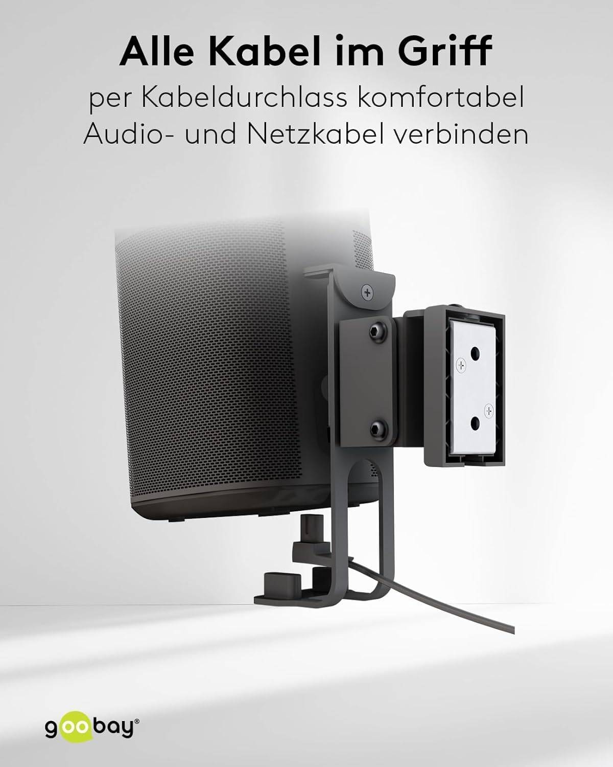 Goobay 70829 2x Lautsprecherwandhalterung für Sonos Sonos One / One SL / Play, neig und schwenkbar, aus Stahl, Schwarz-4