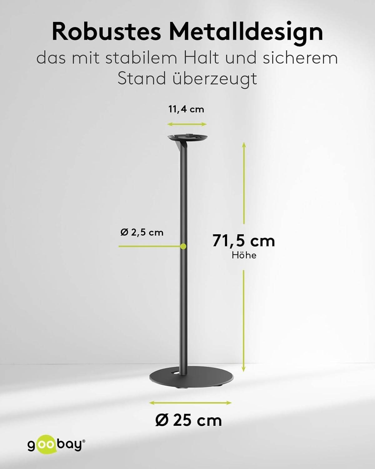 Goobay 71026 2x Lautsprecherständer für Sonos Era 100, mit integriertem Kabelkanal, 71,5 cm Höhe, Schwarz-2