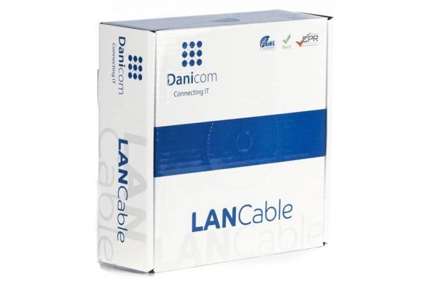 CAT6 Netzwerkkabel, S/FTP, AWG 23/1 (Starrleiter), 100 Meter, Grau, CCA