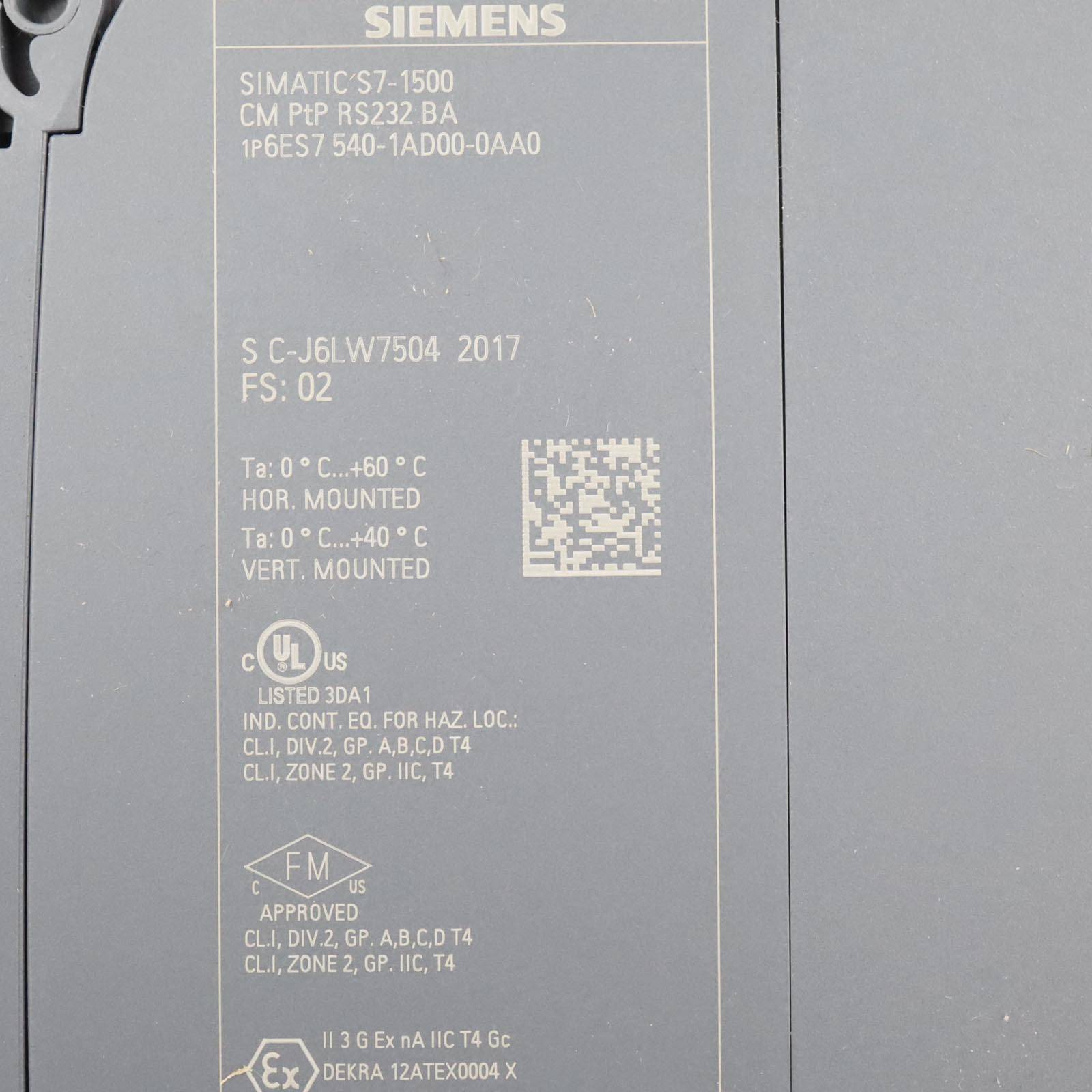 Simatic S7-1500 CMPTPRS-232BA 6ES7 540-1AD00-0AA0 FS:02/FW:V1.0.1 OVP-1